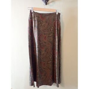 Lauren Ralph Lauren Skirt 6P Brown Paisley Academia NWT 100% Silk Vintage